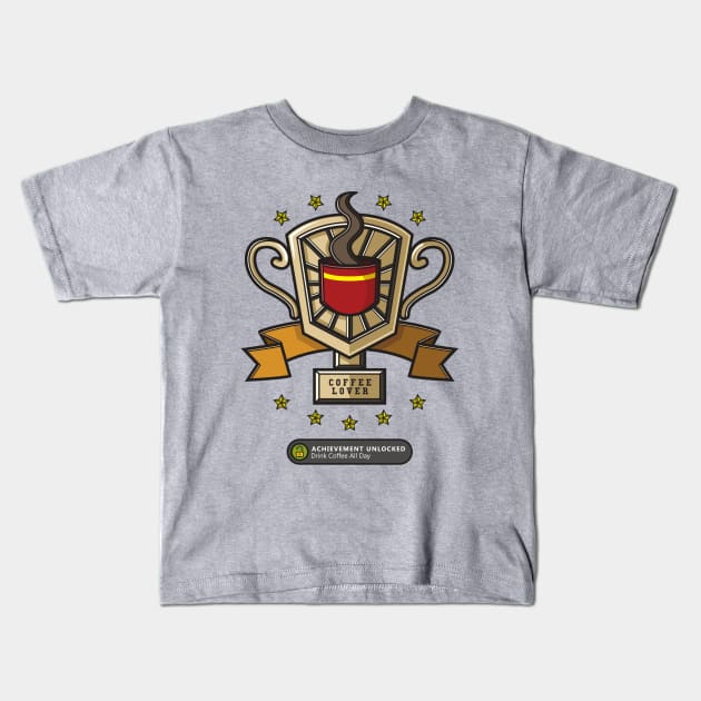 Achievement Unlocked: Drink Coffee All Day Kids T-Shirt by Superon